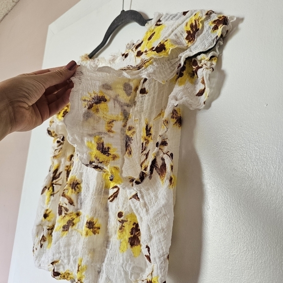 Free People Naya floral print boho cottagecore ruffled top Size S/XS - Picture 10 of 10